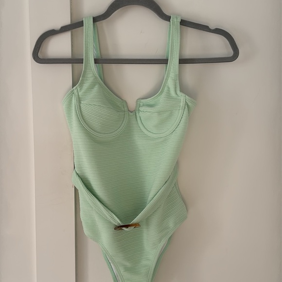 NWT ASOS The Frolic Mint Green Belted Swimsuit Size 2 - Picture 3 of 8